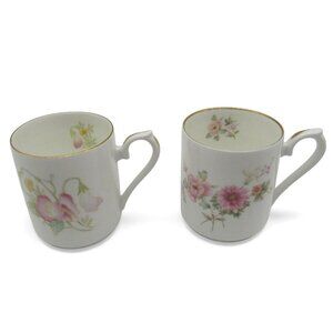 SPRINGFIELD Floral MUGS Set of 2 Gold Trim England Vintage